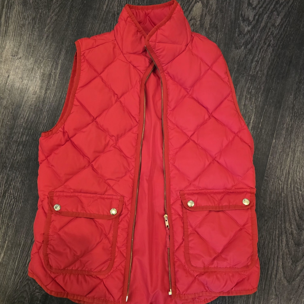 J. Crew Bright Red Quilted Vest